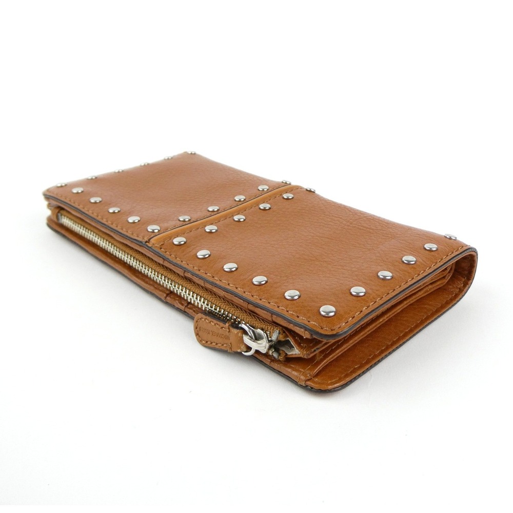 Michael Kors Tan Leather Rivets Bifold Wallet - Picture 2 of 15